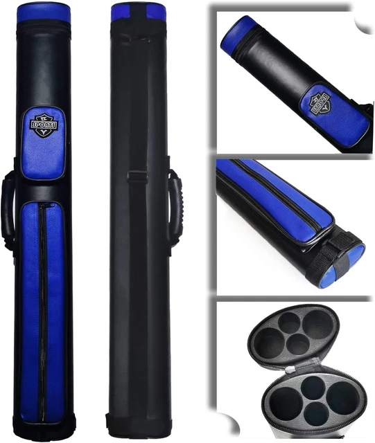 2X2 Hard Cue Case Oval Pool Cue Billiard Stick Carrying Case A03-Blue