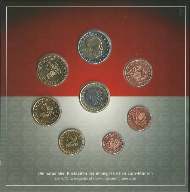 Monaco 2001 Euro Münzen Kursmünzensatz - Schöller Bank - RAR