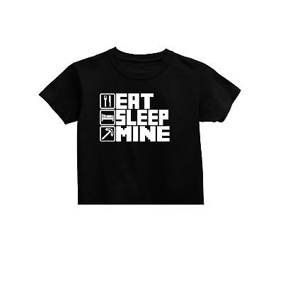 EAT Sleep Mine ripetere t-shirt, camicia di gioco per bambini, youtuber Gamer, VIDEO GAME