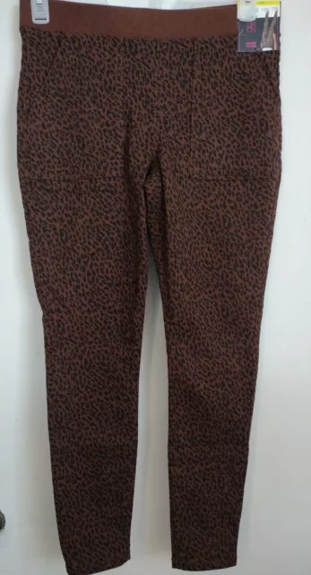 NO BOUNDARIES JUNIORS Mid Rise Pull-On Cheetah Print Jeggings Rib