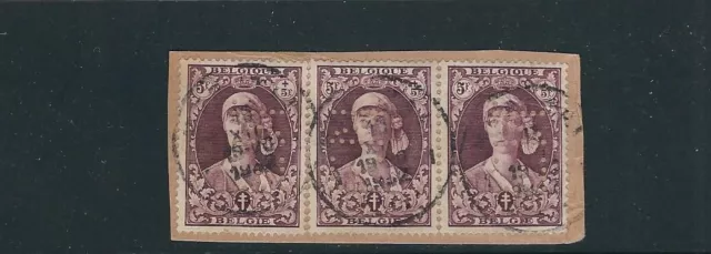 Belgique 1932 Reine Elisabeth Haute Valeur (Scott B113 X 3 Perfins) Pièces