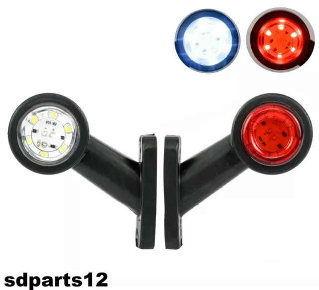 2 x 12/24V Mini Luci Ingombro LED Bianco Rosso Laterale Furgone Camion Rimorchio