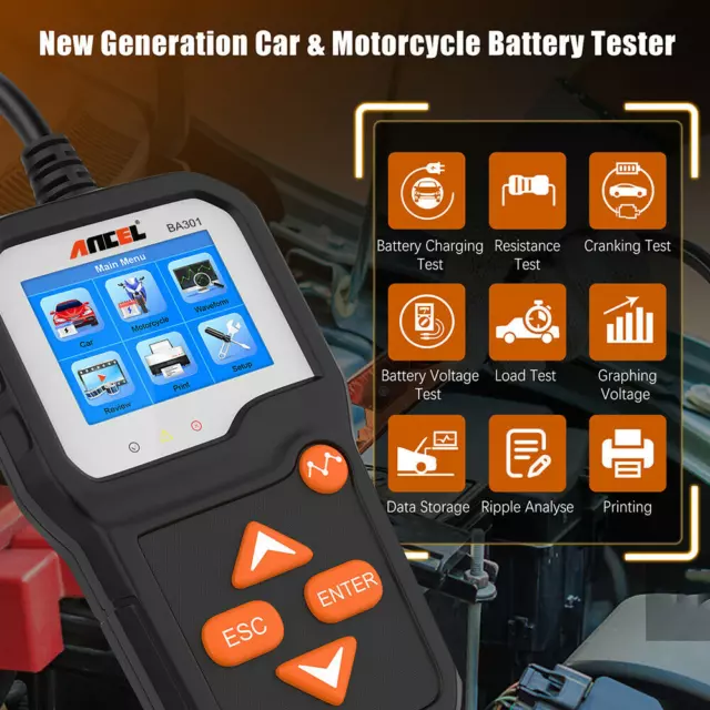 6V 12V Automotive Battery Load Tester Car Charging Cranking Analyzer 100-2000CCA 2