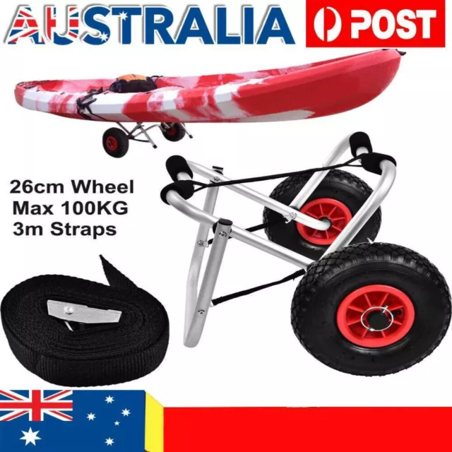 Foldable Kayak Canoe Trolley With Strap Aluminium Collapsible Wheel Cart Carrier