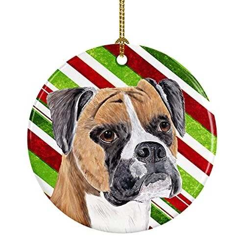 Caroline'S Treasures Sc9350-Co1 Boxer Candy Cane Holiday Christmas Ceramic Ornam