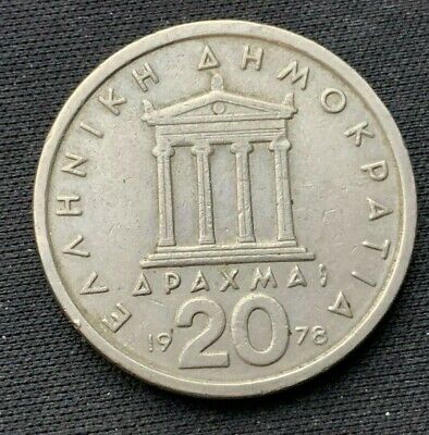 1978 Greece 20 Drachmai Coin XF     World Coin Copper nickel      #K1583