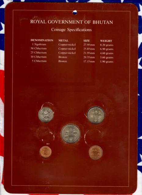 Coin Sets of All Nations Bhutan 1979 UNC Ngultrum 5,10,25,50 Chhertum Raphael 2