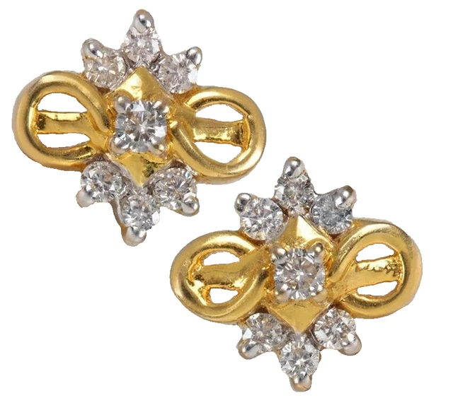Christmas 0.62ct Natural Round Diamond 14k yellow gold wedding stud earrings