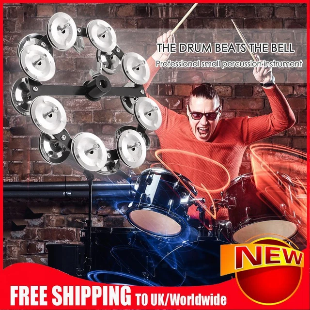 Drum Cymbals Hi Hat Tambourine Bells with Row Jingles Percussion Instrument