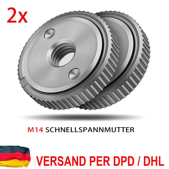 Schnellspannmutter M14 Für Winkelschleifer – 2 Stück, Selbstsichernd, Passend Für Alle M14-Winkelschleifer