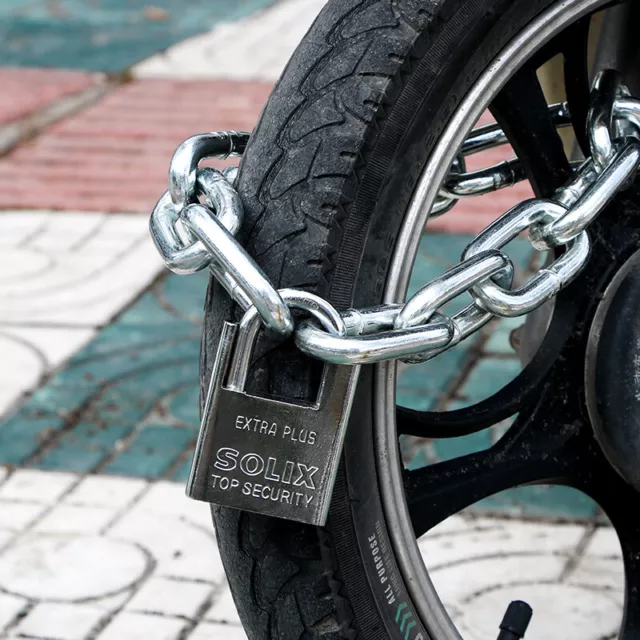 50CM Métal Chaîne Sécurité Anti-vol Verrou Moto Vélo Cycle Argenté Cadenas Neuf