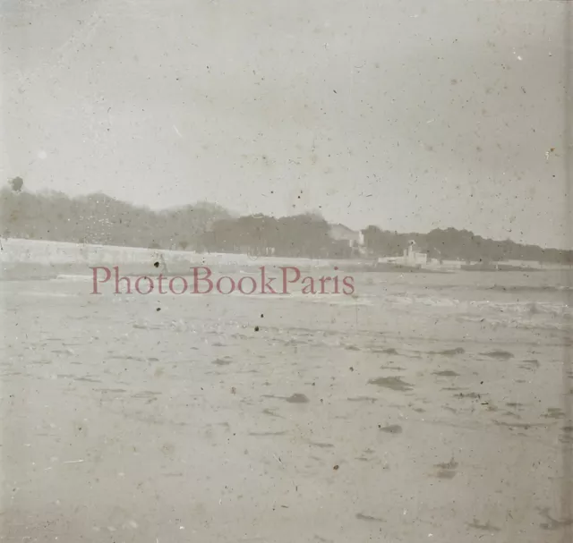 France Landscape Beach c1930 Photo Stereo Glass Plate Vintage V17T13n