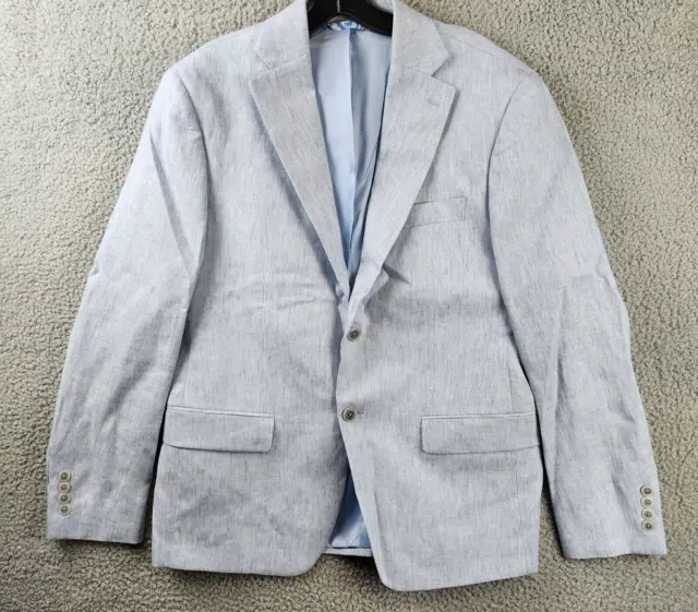 Robert Graham Delave Linen Slim Fit Suit Jacket Men's Light Blue Long Sleeve