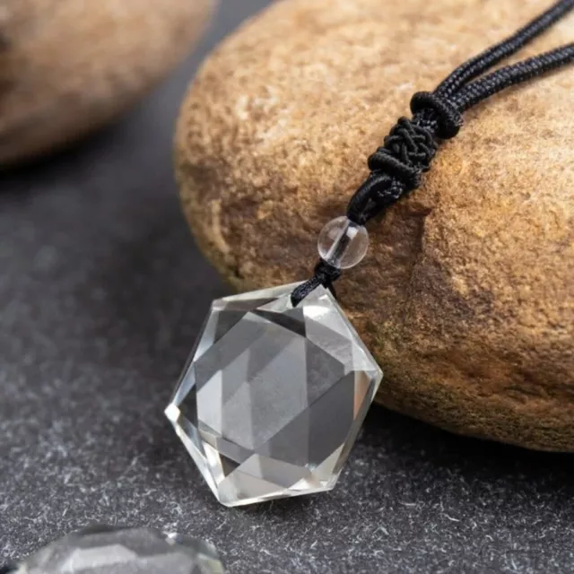 Natural Clear Quartz Hexagon Crystal Pendant Necklace for Soul Cleaner Healing