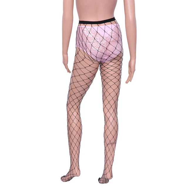 Calze da pesca donna strass scintillanti vita alta collant rete