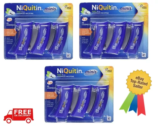 Niquitin Minis 4mg Mint Lozenges 3 Pack Of 60 Expiry 2025