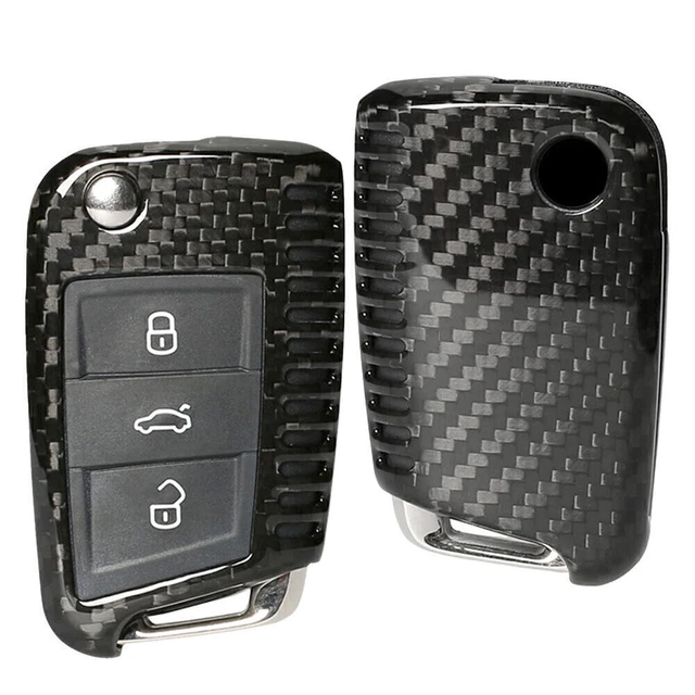 1Pc Carbon Fiber Car Auto Remote Key Shell Case Fit VW Golf 7 MK7 Skoda Black