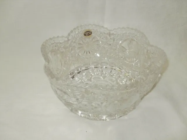 Vintage Hofbauer Germany Byrdes Crystal Fruit Bowl, Scallop, Saw Tooth Edge