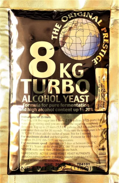 Turbohefe 8 kg Prestige Vodka Alkohol Gärhefe Hefe gären 18% - 20% ORIGINAL