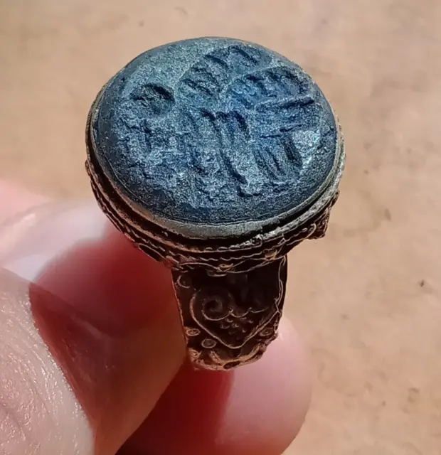 Rare Ancient Silver Viking Ring With Blue Stone Amazing Artifact Authentic