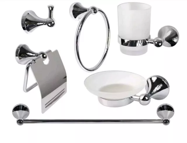 Set accessori bagno cromati 6 pezzi arredo design bagno kit porta rotolo asciuga