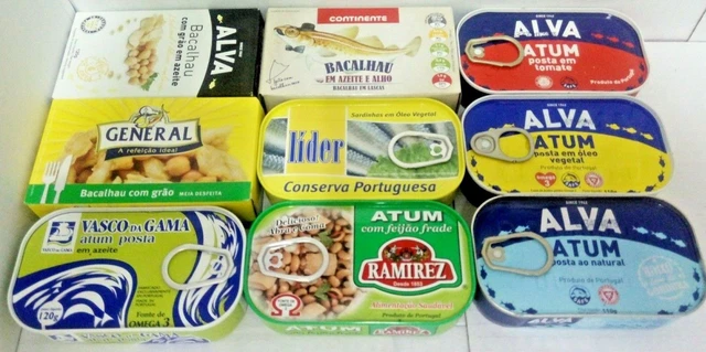 3 LATTINE DI SPECIALITÀ PORTOGHESE Sardine, Tonno, Calamari, Polpo, PATATE...