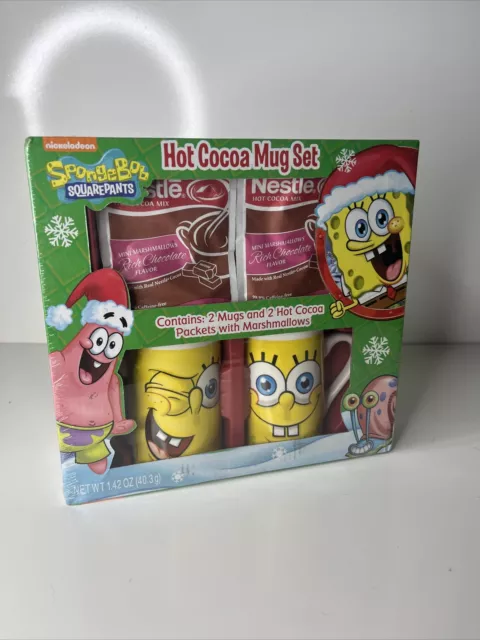 Nickelodeon Spongebob Squarepants Hot Cocoa - 2 Mug Gift Set - Brand New!