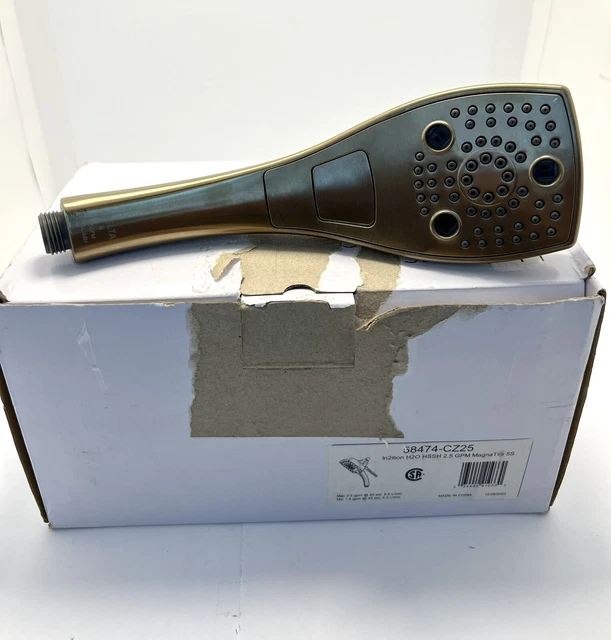 Delta 58474-CZ 1.75 GPM Multi Function 2-in-1 Shower Head, Champagne Bronze