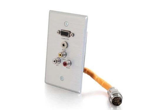 C2G 60032 RapidRun Single Gang Integrated VGA HD15 + 3.5mm RCA Audio/Video Wa...