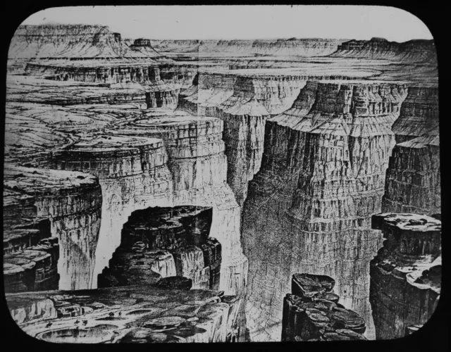 THE GRAND CANON OF COLORADO USA C1890 ANTIQUE VICTORIAN Magic Lantern Slide