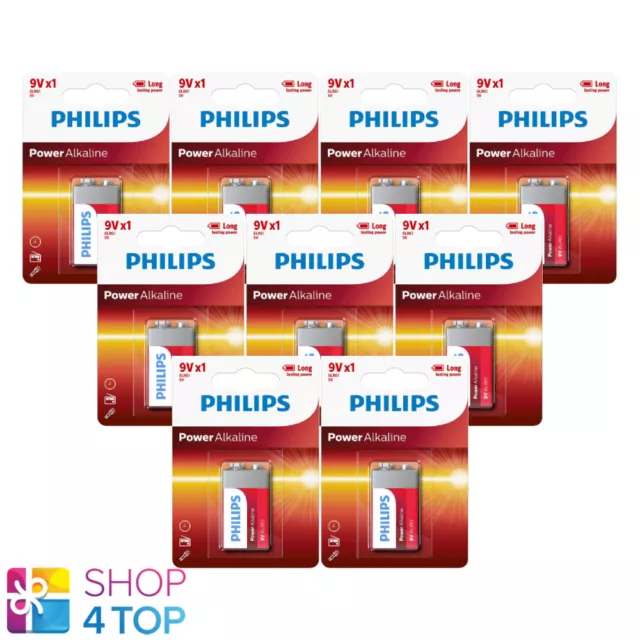 9 Philips Puissance Alcalin 9V Batterie 6LR61 MN16041 9V 1BL Exp 2025 Neuf