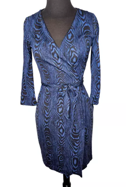 DVF Diane Von Furstenberg Julian Two Mini Wrap Dress Size 4 100% Silk Jersey