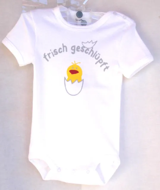 SANETTA Baby Body 1/2 Arm weiß  " frisch geschlüpft" Gr. 56  80  86 UVP 9,95 €