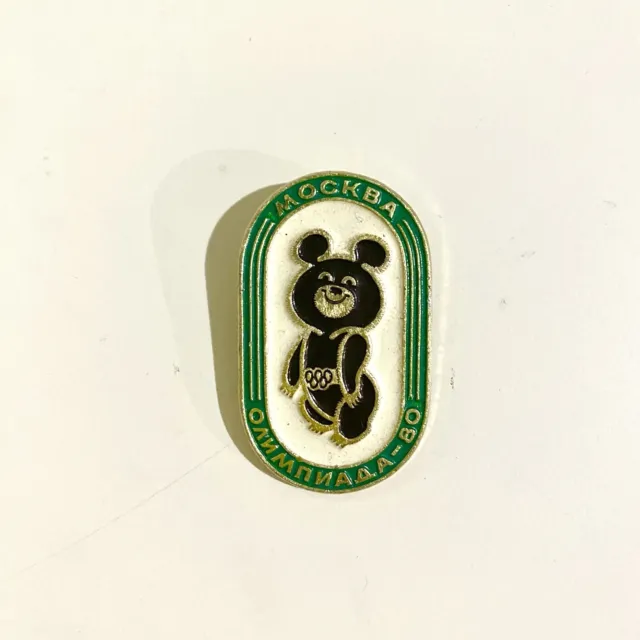 Moscow Olympics 1980 Mockba Bear Mascot Enamel Pin Vintage