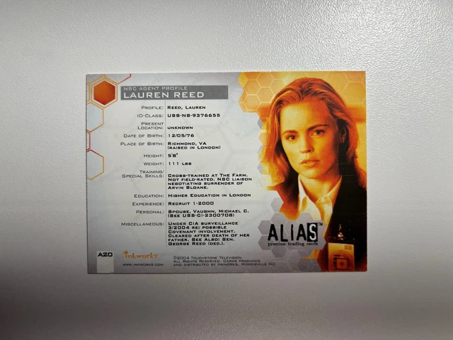 Lauren Reed Alias MELISSA GEORGE AS Lauren Reed Autograph - 2004 Inkworks Alias Season 3 ...