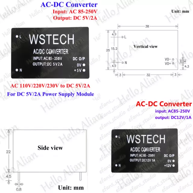 AC-DC Converter AC 110V 220V 230V to DC 5V 12V 24V Power Supply