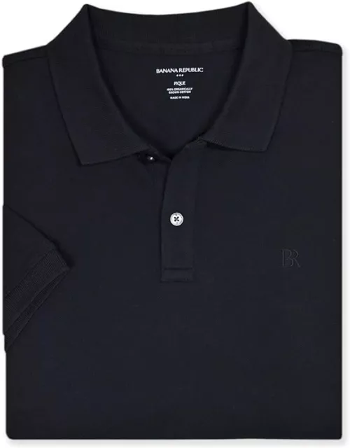 Mens Size Medium Banana Republic Monogram Pique Polo Shirt Black Nwt