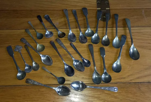 Large Lot Of Epns Silver Plated Condiment Spoons