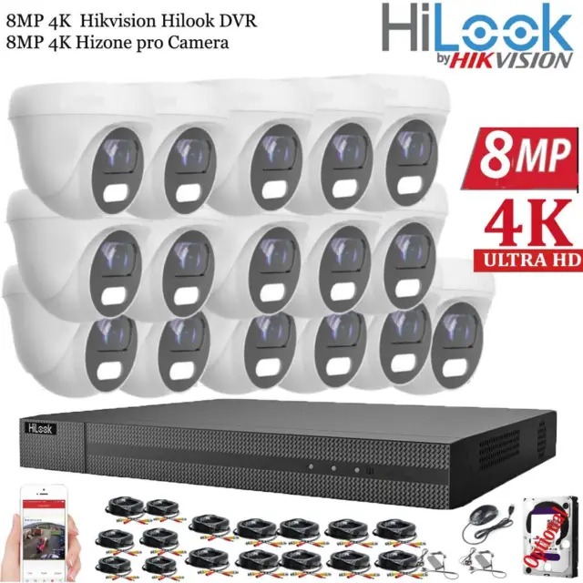 Hikvision 4K Colorvu Cctv System 8Mp Dvr Outdoor Nightvision Security Camera Kit