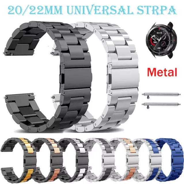 20mm 22mm Stainless Steel Watch Band Metal Bracelet Universal Wrist Belt Strap