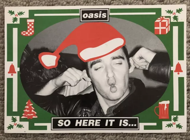 Rare Promo Oasis Fan Club 1994 Christmas Card Noel Liam Gallagher Bonehead