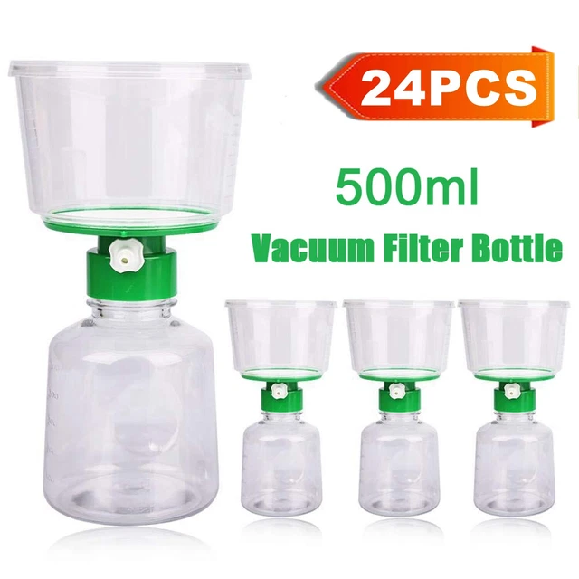 24pack 500mL Sterile Bottle Top Vacuum Filters 0.22μm PES Hydrophilic Disposable