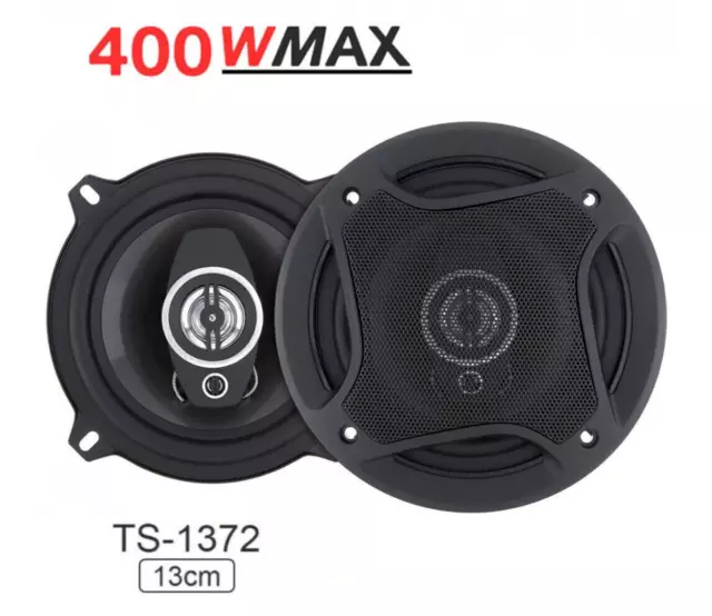 Altoparlanti Auto Da 400W 5" Coppia Casse Speaker Universali Woofer 13,5Cm 3 Vie