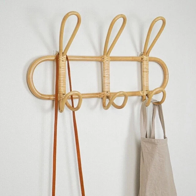 Rattan Hook Retro Organizer Rack Wall Hook Clothes Hat Hanging Hook Decor Hanger