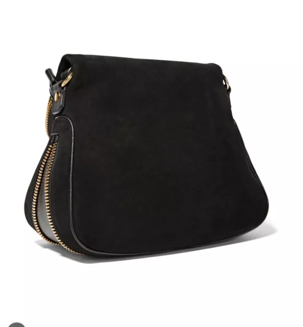 TOM FORD | Jennifer medium textured leather-trimmed suede shoulder bag 2