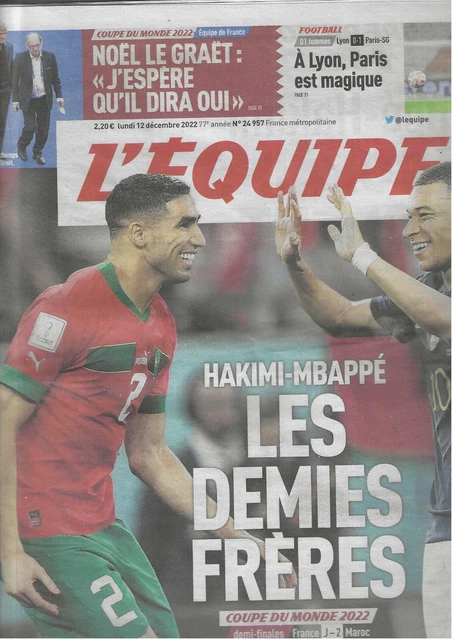 Journal L'Équipe Du 15/12/2022 - Spécial France-Maroc Coupe Du Monde Qatar 2022 (neuf)