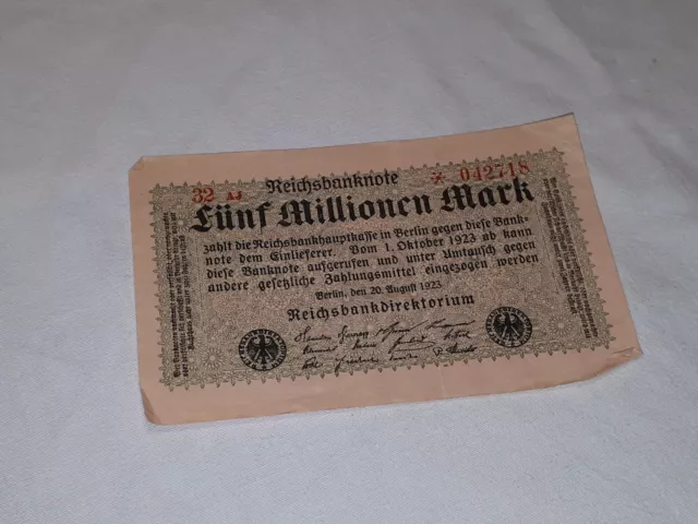 #JH 2020-2 Geldschein Reichsbanknote Fünf Millionen Mark 5 000 000 1923