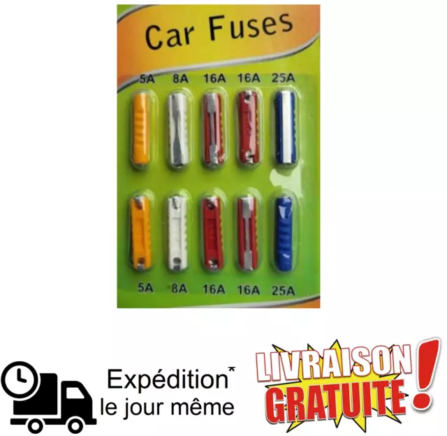 Assortiment de 10 Fusibles Auto Enfichables