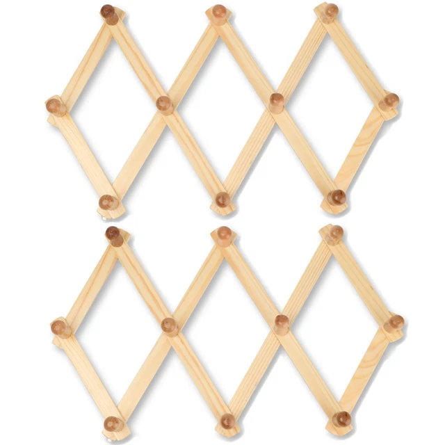 Sundries Bag Fold Shelf Hat Closet Hook Coat Hooks Clothes Hanger Natural Wood