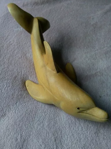 Hand Carved -Wooden Dolphin -Ornament 12"